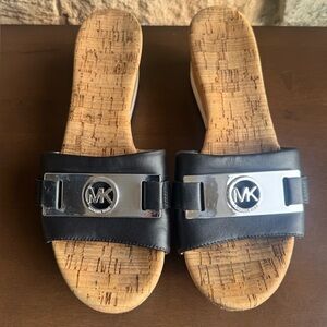 MICHAEL Michael Kors Women's Warren Platform Wedge Sandals Black Size 8.5M